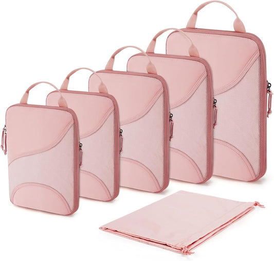 Compression Packing Cubes - 6 Set Travel Packing Cubes for Suitcases, Compression Suitcase Organizers with Shoe Bag