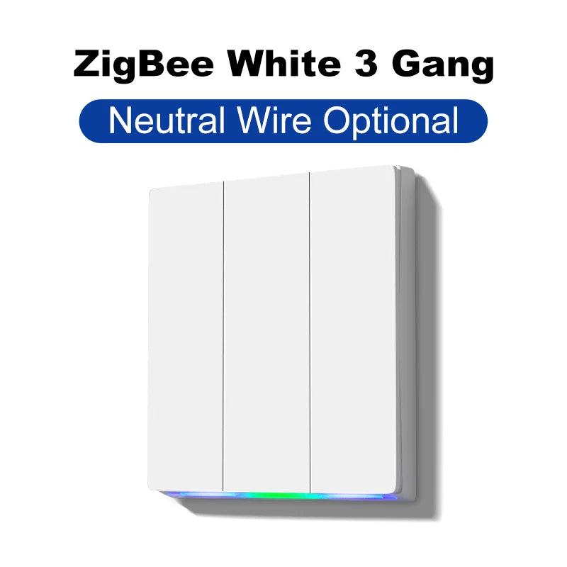 Tuya Smart Zigbee Wall Switch Wifi Smart Button Light Switch 1/2/3/4 Gang No Capacitor Needed Works with Alexa Hey Google
