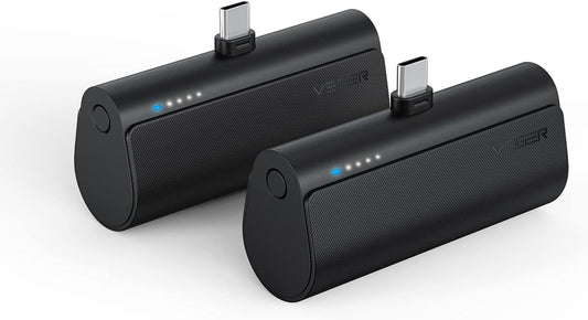 2 Packs of Small USB C Portable Chargers, 5000Mah Power Bank Fast Charge Travel Essentials Battery Pack Compatible for Iphone 17/Air/17 Pro/17 Pro Max, Samsung Galaxy S25/S24/Android