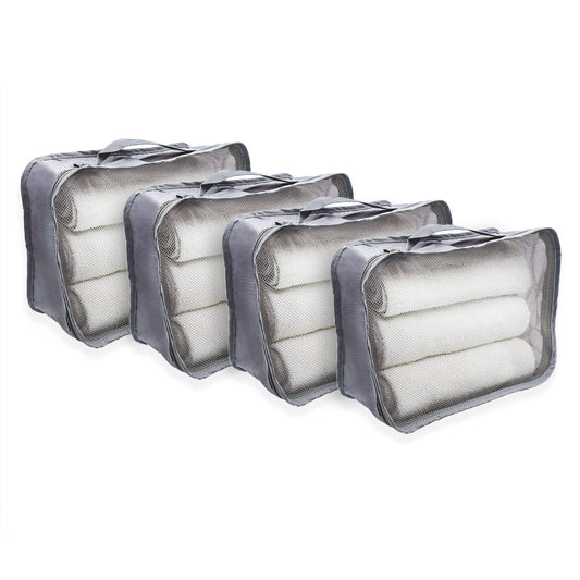 Rolling Nomad Small Multi-Purpose Packing Cubes Travel Luggage Organizers Lightweight Expandable/Compression Bags for Clothes 4-Pack Grey