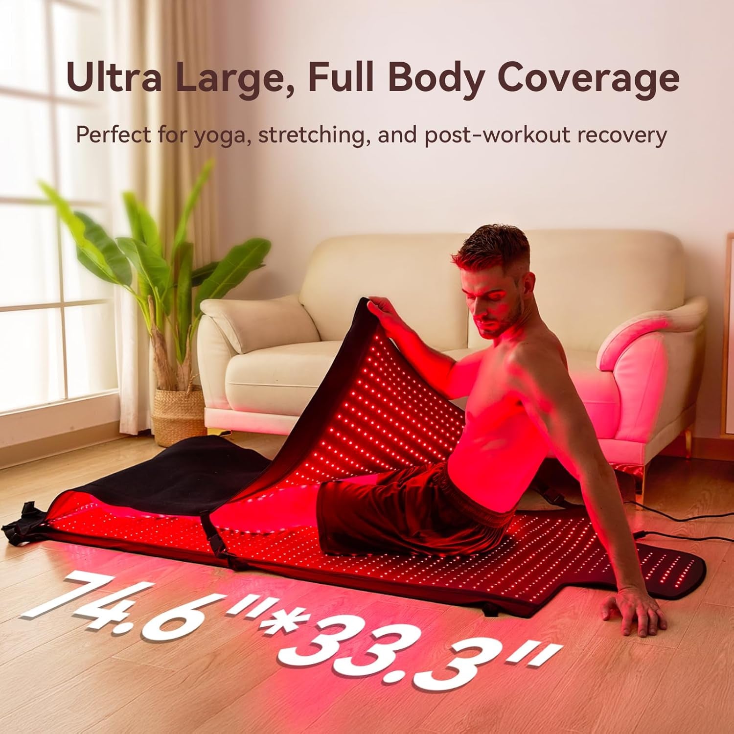 Extra Large Red Light Therapy Mat, High-Density Leds Full Body Red Light Therapy, 660Nm & 850Nm Dual Wavelengths, Foldable Red Light Therapy Blanket with Timer,74.6" X 33.3"