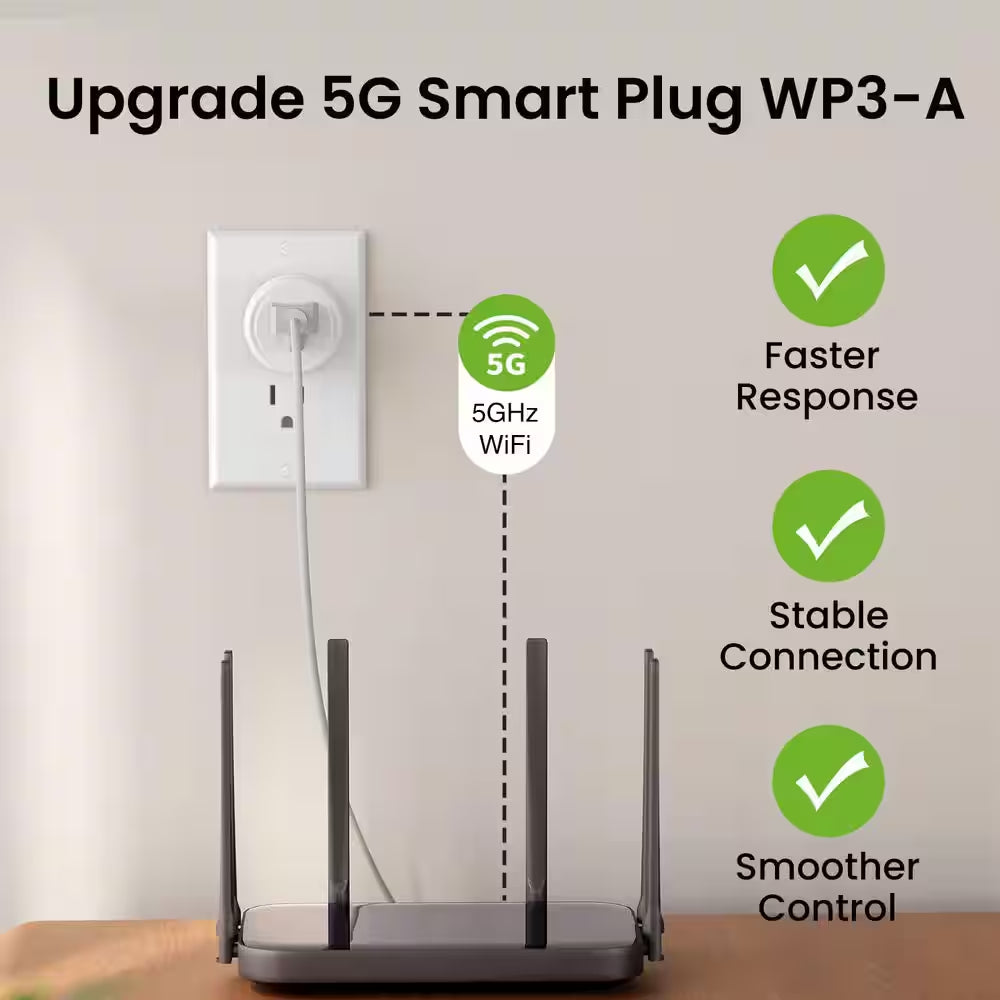 15A 120-Volt Wifi Smart Plug Timer Remote Control Alexa Google Home Compatible 5Ghz 2. 4Ghz White 4-Pack