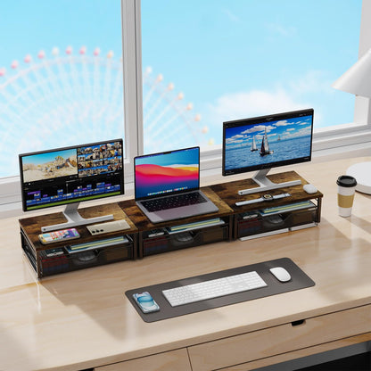 Computer Monitor Stand Riser, Office Organizer with Drawer, Office Organizers Storage for Classroom Office Supplies (Wood)