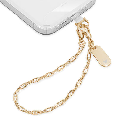 UKON Phone Chain Phone Wrist Strap Metal Phone Lanyard Fashion Phone Strap Lightweight Phone Charms with 2xTPU Phone Tether Tab for Women Shopping Traveling Party(Gold)