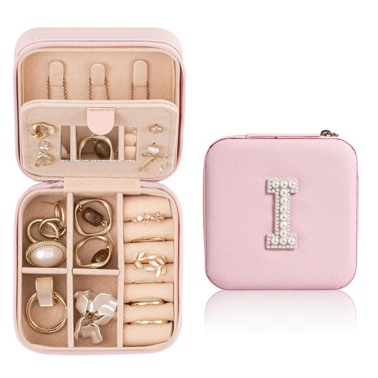 HBselect Travel Jewelry Case Jewelry Box Jewelry Organizer Initial Small Jewelry Boxes for Women Travel Jewelry Box Ring Holder Earring Holder Beach Travel Vacation Essentials