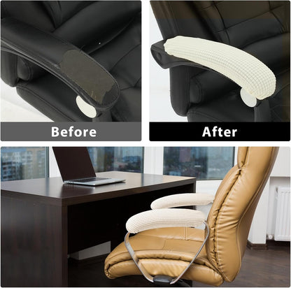 Office Chair Armrest Covers, 2Pcs Office Removable Arm Rest Covering, Elastic Chair Armrest Covers, Office Seat Hand Rest Protector, Arm Covers Protectors for Office Chair(Beige)