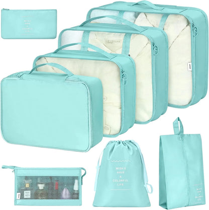 8Pcs Packing Cubes for Luggage , Packing Cubes Set for Travel Luggage Packing Organizers (Light Green)