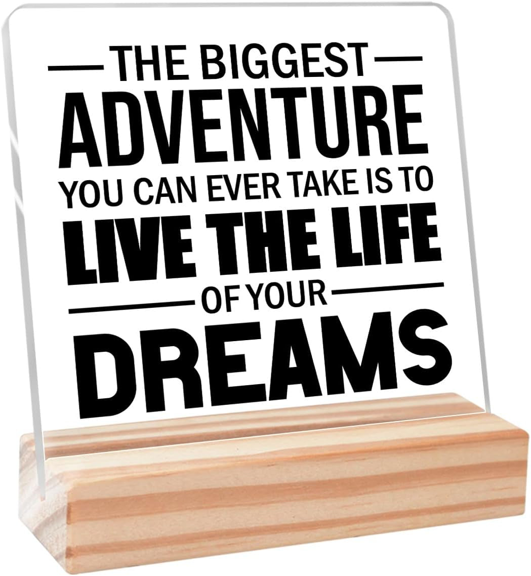 Funny Office Desk Decor, Inspirational Office Acrylic Plaque Sign,Humor Office Decor Gifts for Women Friend Colleagues,The Biggest Adventure Office Sign
