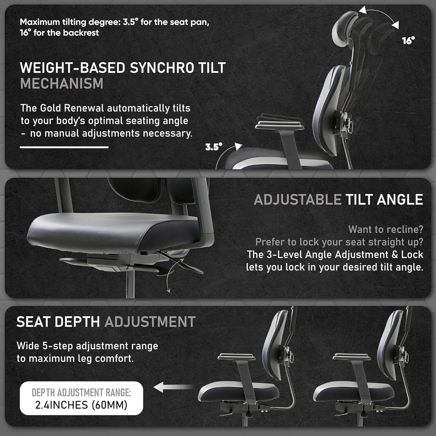 [Premium Dual-Backrests] Ergonomic Office Chair L Reduces Pressure by 50% - Leather Chair, Office Chair for Lumbar Support L Home Desk Chairs L Office Chair Back Support Made in Korea (Black Leather)