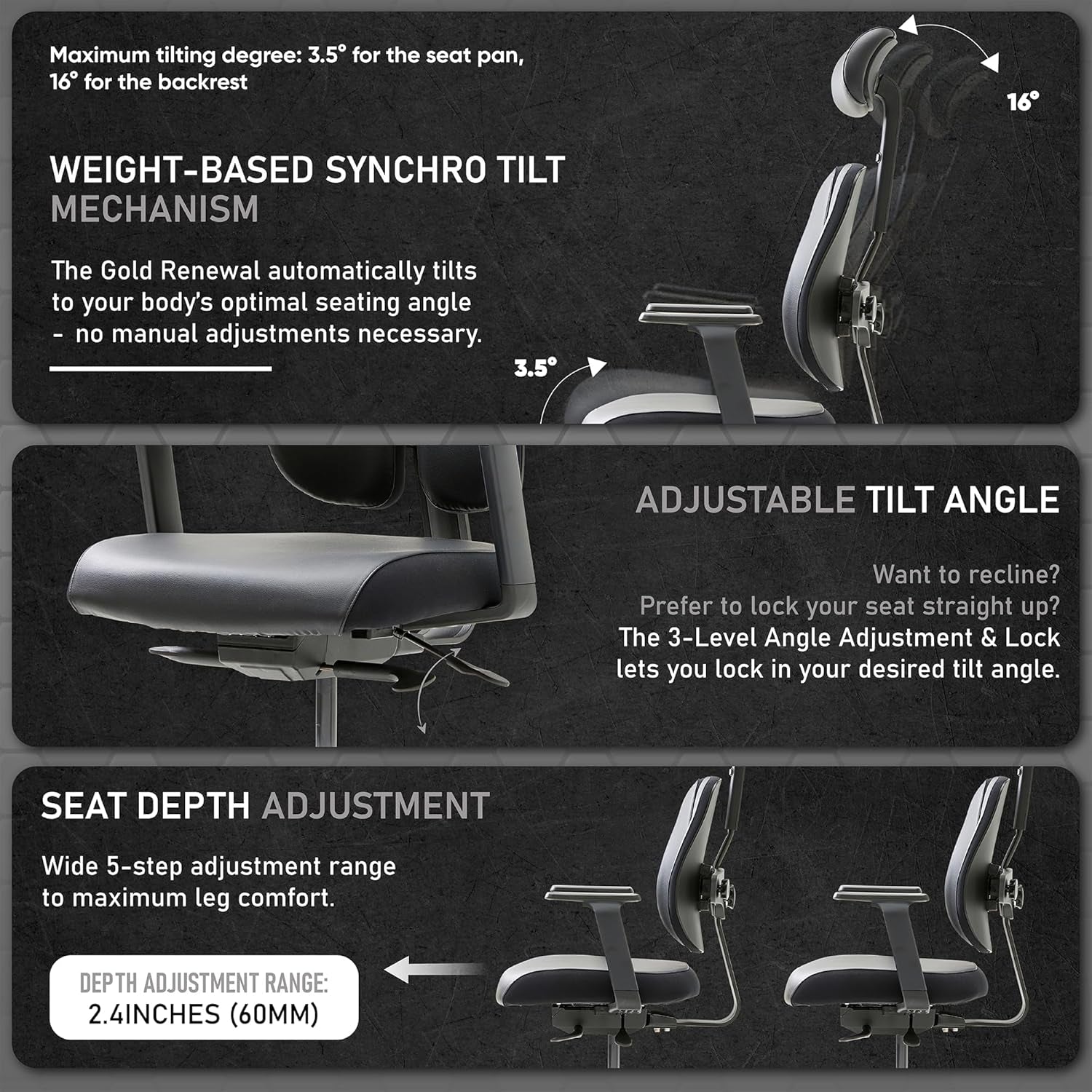 [Premium Dual-Backrests] Ergonomic Office Chair L Reduces Pressure by 50% - Leather Chair, Office Chair for Lumbar Support L Home Desk Chairs L Office Chair Back Support Made in Korea (Black Leather)