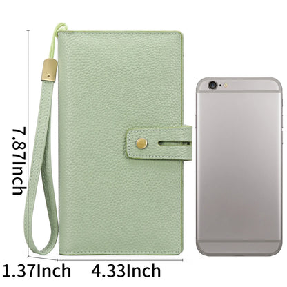 Women Wristlet Wallets Large Capacity RFID Blocking Leather Wallets Credit Cards Organizer with Checkbook Holder