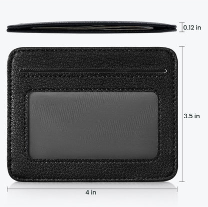 Credit Card Holder for Women Minimalist Wallet, RFID Blocking Wallets Card Cases, Small Wallets with ID Window for Women Men, Black