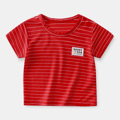 Boys and Girls Stripe Short Sleeve T-shirt Kids Clothing