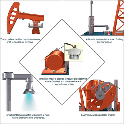 Pumping Unit Engine Model Kit, 219Pcs 3D Metal Pumping Unit Model DIY Assembly Model Science Education Gift-Dm601