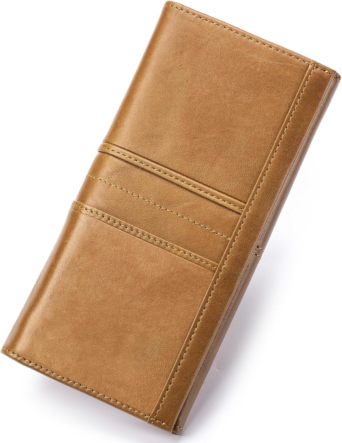 RFID Blocking Wallets for Women Leather Long Ladies Wallet Bifold Womens Wallet with Coin Pocket ID Window,Brown