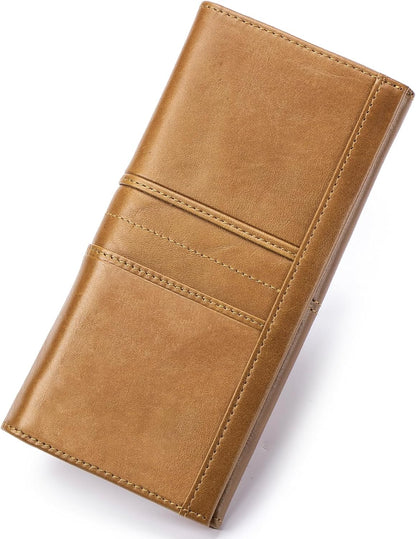 RFID Blocking Wallets for Women Leather Long Ladies Wallet Bifold Womens Wallet with Coin Pocket ID Window,Brown