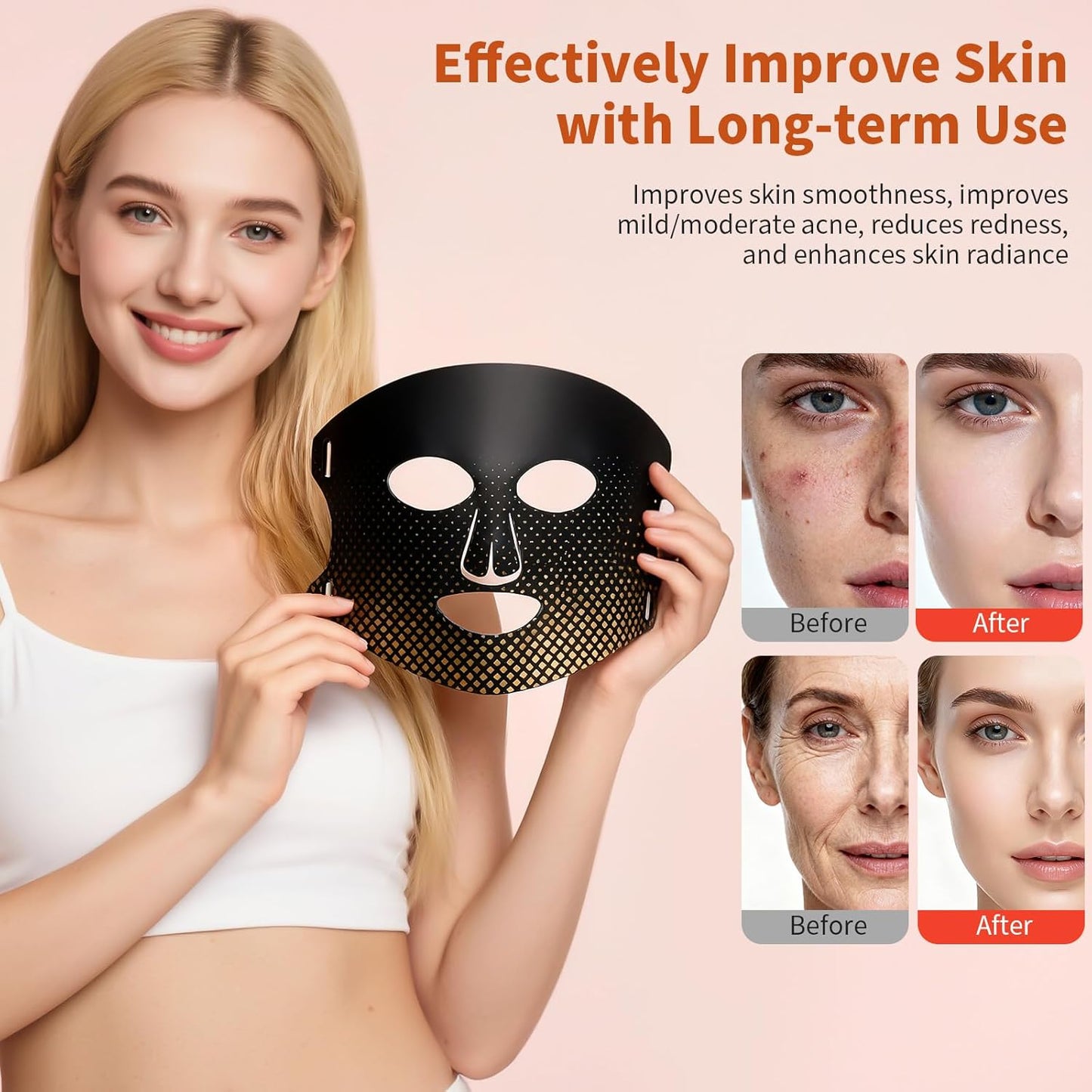 Red Light Therapy for Face Red Light Mask Infrared LED Mask Light 660Nm & 850Nm near Infrared Light Therapy Valentines Day Gifts for Her