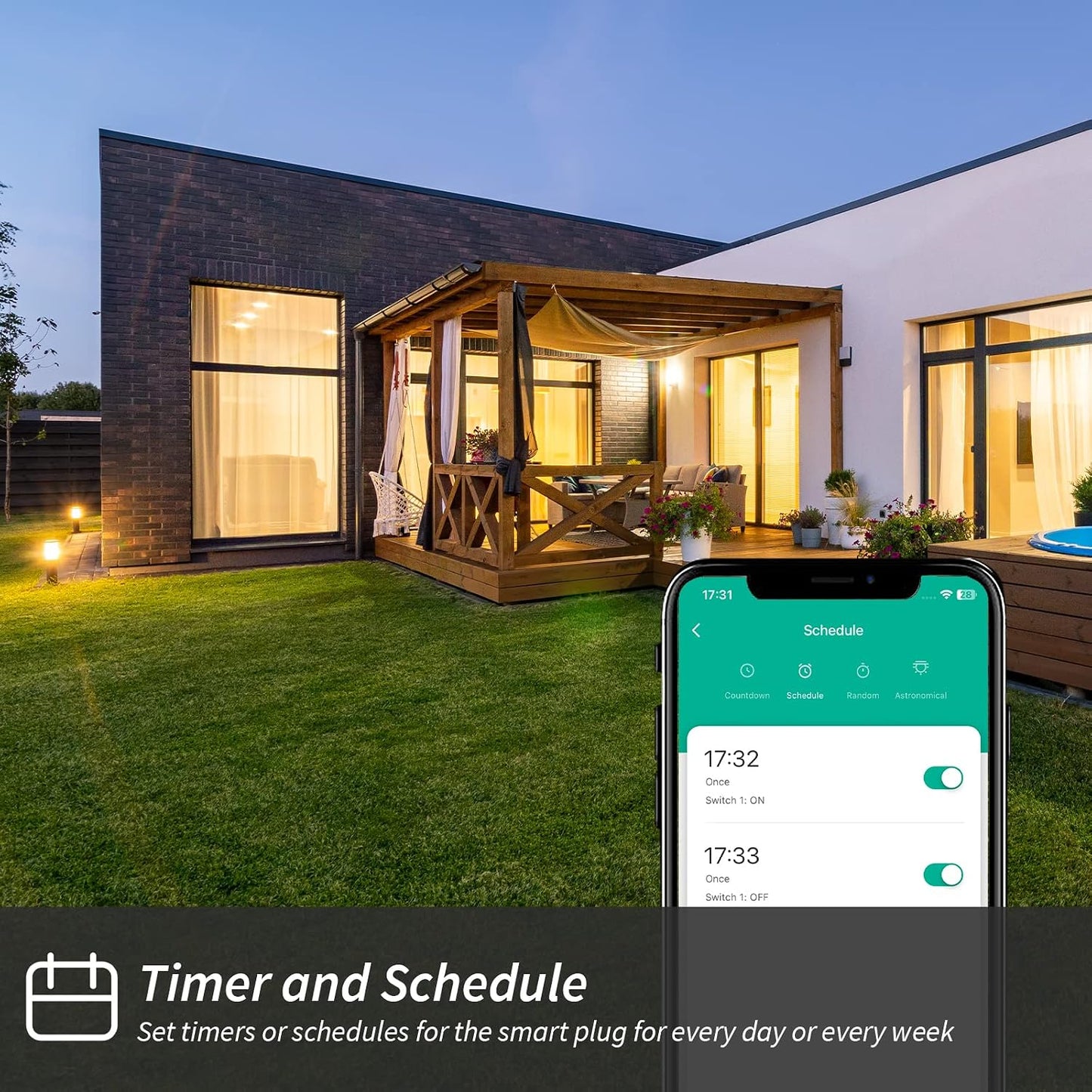 Outdoor Outlet, Wifi Smart Plug in Energy Monitoring, 2.4Ghz Wi-Fi Plugs, Compatible with Alexa and Smart Life, IP65 Waterproof Outlet 15A (MP22WP)