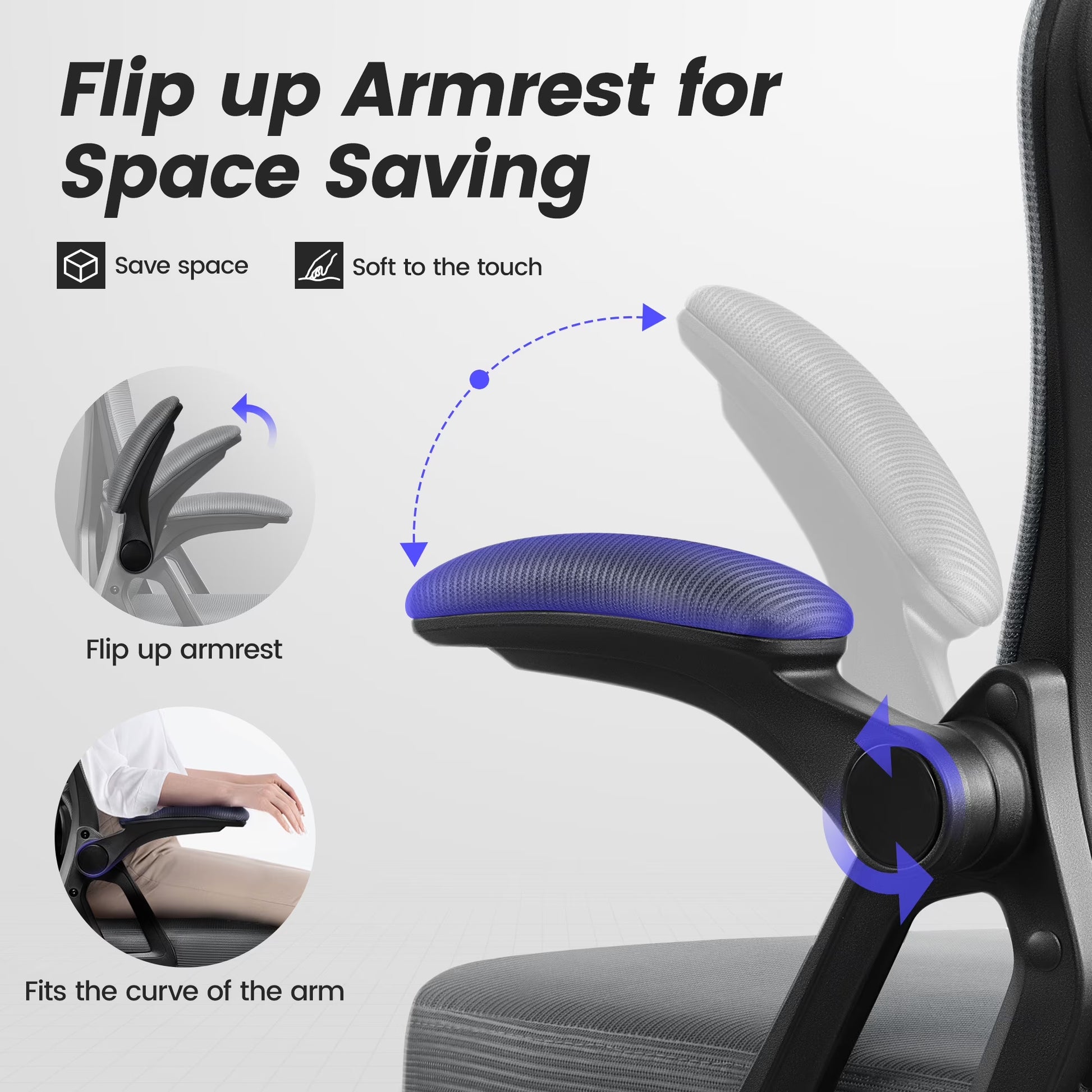 Ergonomic Office Chair, High Back Mesh Office Desk Chair with Headrest 500LBS, Executive Office Chair with Adjustable Aremrest, Home Office Swivel Desk Chair for Home Office, Dark Gray