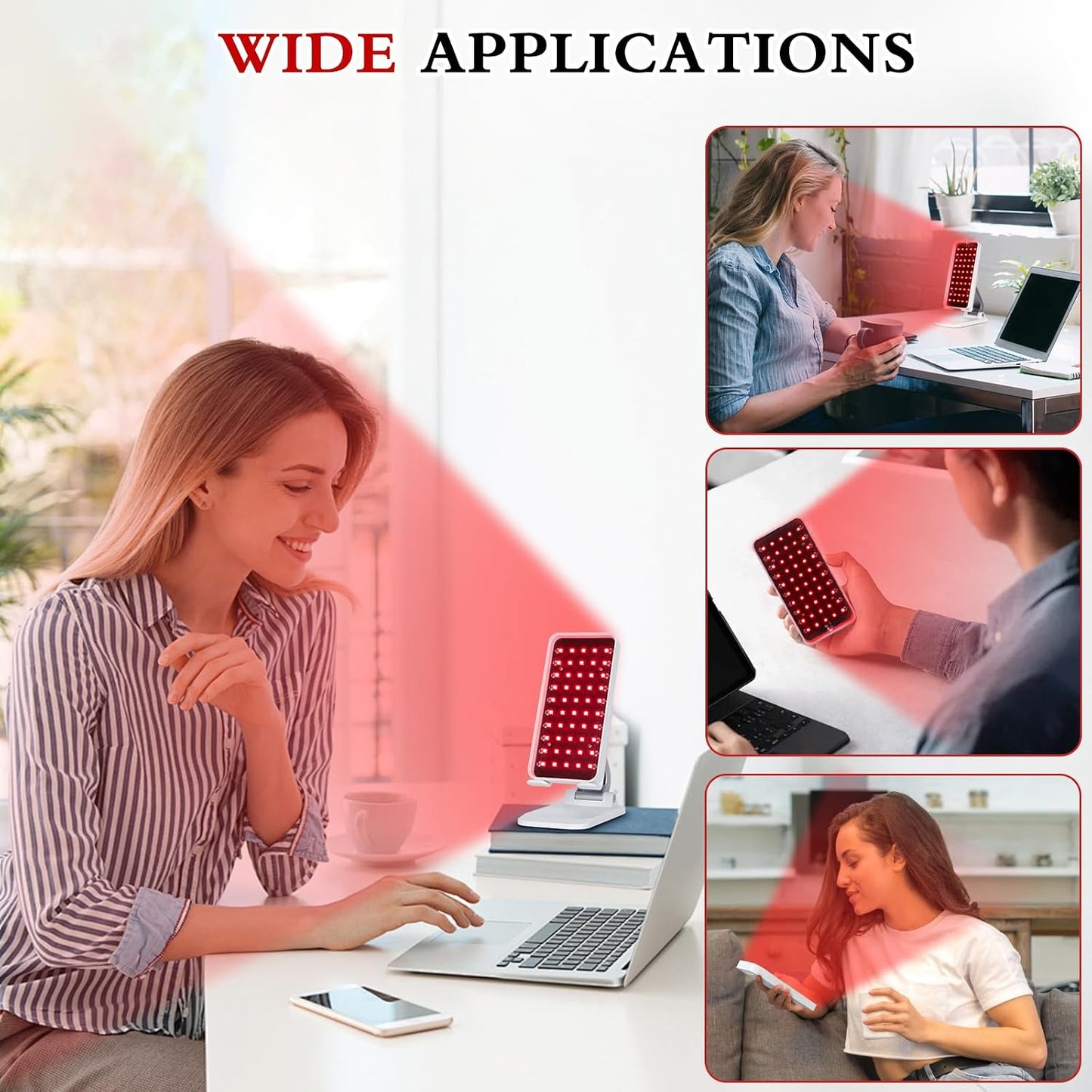 Red Light Therapy, Handheld Red Light Therapy for Face with Adjustable Stand, 660Nm & 850Nm Infrared Red Light Therapy Device at Home and Office Use