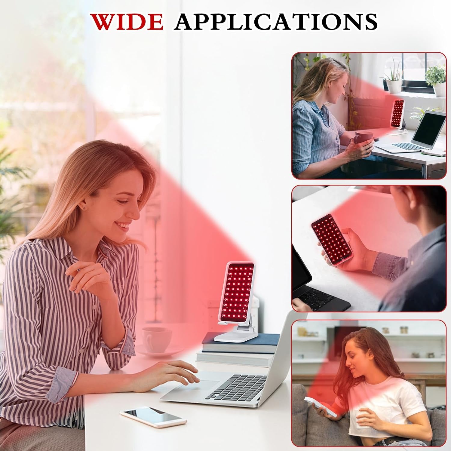 Red Light Therapy, Handheld Red Light Therapy for Face with Adjustable Stand, 660Nm & 850Nm Infrared Red Light Therapy Device at Home and Office Use