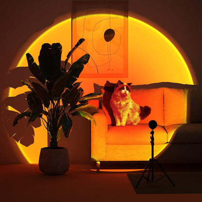 Sunset Floor Lamp Projection 140Cm Adjustable Stand Led Night Light 360 Degree Rotation Network Light with 3M USB Cable Floor Light for Living Room Bedroom