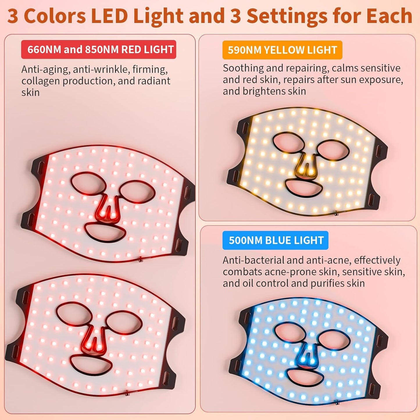 Red Light Therapy for Face Red Light Mask Infrared LED Mask Light 660Nm & 850Nm near Infrared Light Therapy Valentines Day Gifts for Her