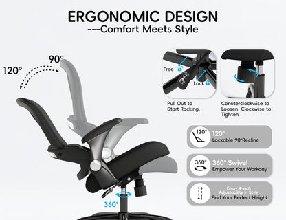Office Chair - Ergonomic Office Chair with Back Support, Home Office Desk Chairs, 330Lbs Wide Seat Big and Tall Office Chairs, Comfy Desk Chair for Work, Study, Office, Gaming (Black)