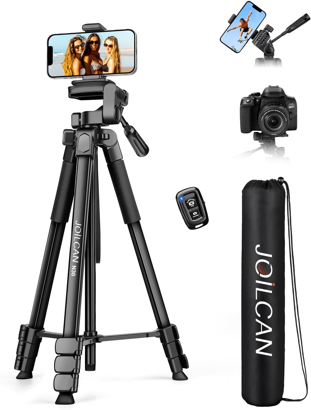 Phone Tripod Stand - 67" Aluminum Extendable Tripod with Remote, Portable Tripods for Iphone Photos Selfie & Video, Compatible with Iphone DSLR Camera Projector