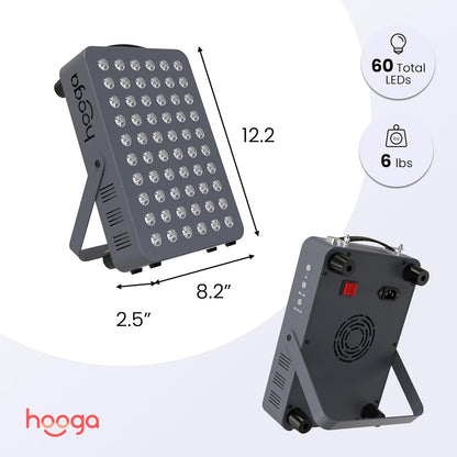 Red Light Therapy Panel – 660Nm Red & 850Nm near Infrared Light Therapy Device, LED Light Therapy Lamp for Face & Body, 60 Leds, Timer, Stand, Carrying Handle – HG300