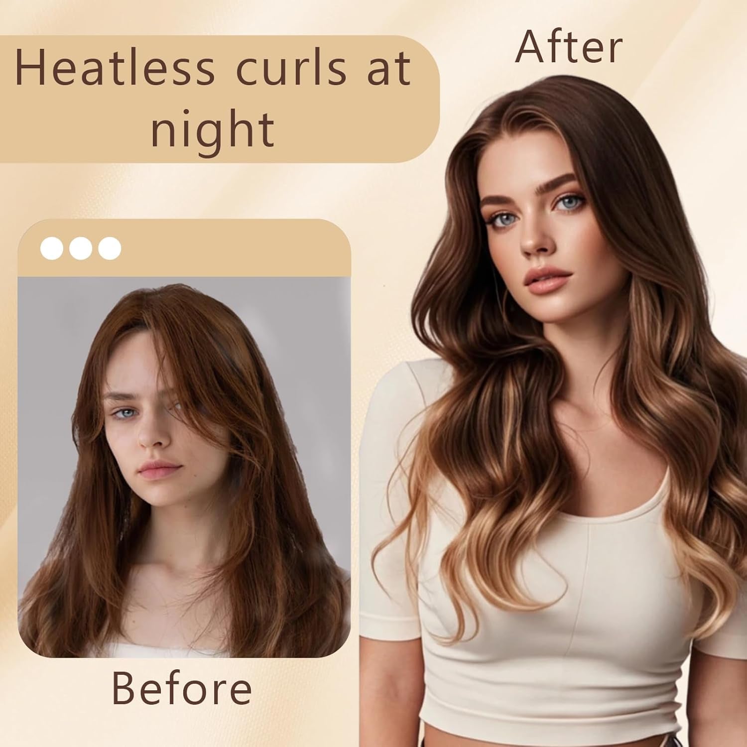 Curling Tie New Hair Curlers to Sleep In, Heatless Curls Overnight Headband, Soft Ribbon Wrap for Long Hair, Perfect Natural Curls Bouncy Curls Hairstyle Hair Suitable for All Hairs Types (Black)