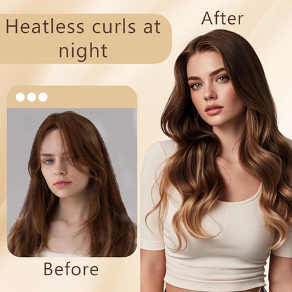 Curling Tie New Hair Curlers to Sleep In, Heatless Curls Overnight Headband, Soft Ribbon Wrap for Long Hair, Perfect Natural Curls Bouncy Curls Hairstyle Hair Suitable for All Hairs Types (Black)