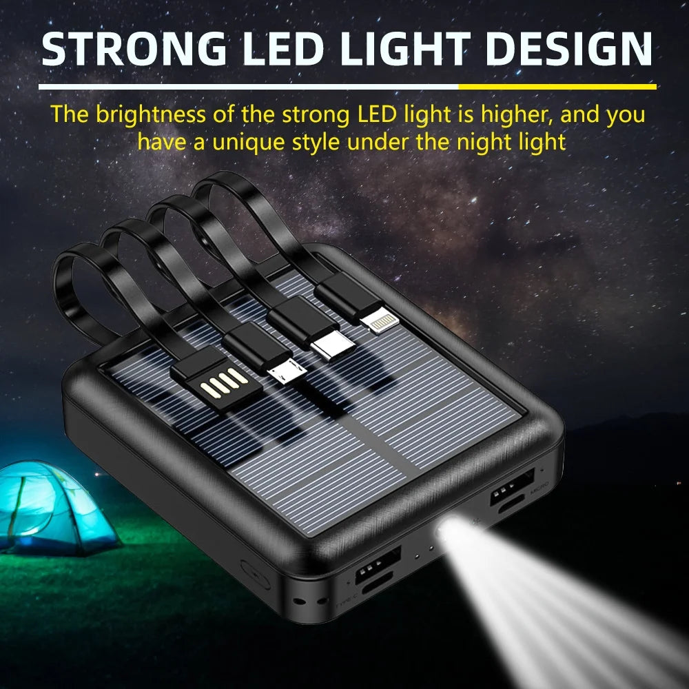 20000Mah Solar Power Bank Waterproof Emergency Solar Charger 4 USB Ports External Charger Power Bank for Cell Phone by ,Black