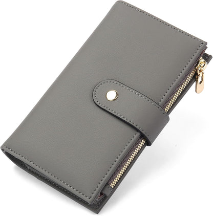 Women'S Wallet RFID Blocking Leather Trifold Clutch Wallet Credit Card Holder Ladies Travel Wallet Purse with Pen Holder