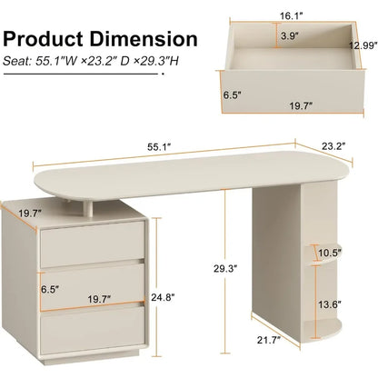 Home Office Desk and Chair Set, Home Office Furniture Sets, Computer Desk with Drawers & Shelves, Ergonomic Office Chair