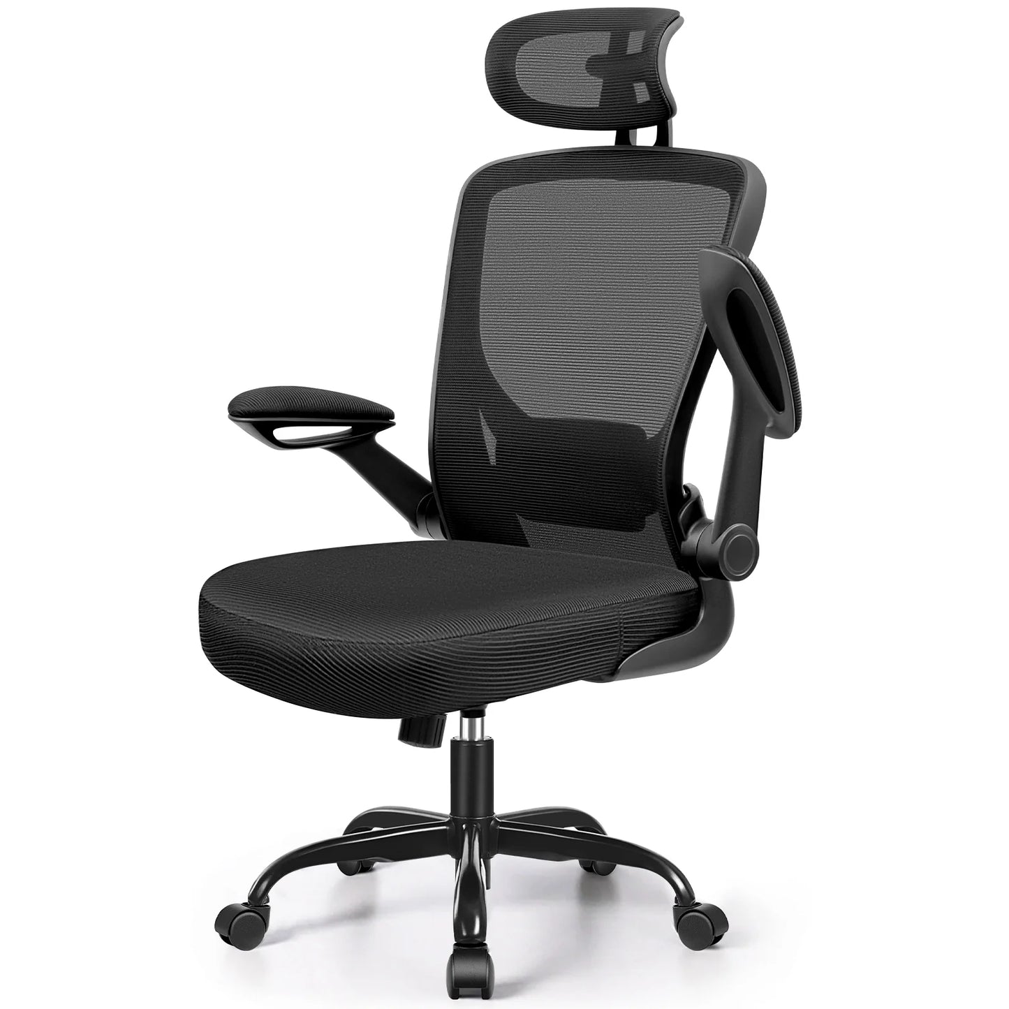 Office Chair Ergonomic Desk Chair, High Back Office Chair with Headrest, Big and Tall Comfy Home Office Desk Chair Lumbar Support Breathable Mesh Office Chair, Black
