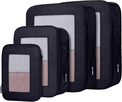 Ultralight Compression Packing Cubes Travel for Suitcases ，Compressible Mesh Packing Cubes for Travel Women Packing Organizers 4 Set