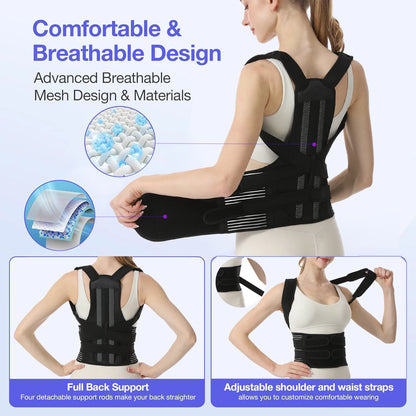 Posture Corrector for Women&Men,Upgraded Full Back Brace Support,Adjustable Shoulder Straightener for Improving Back Posture
