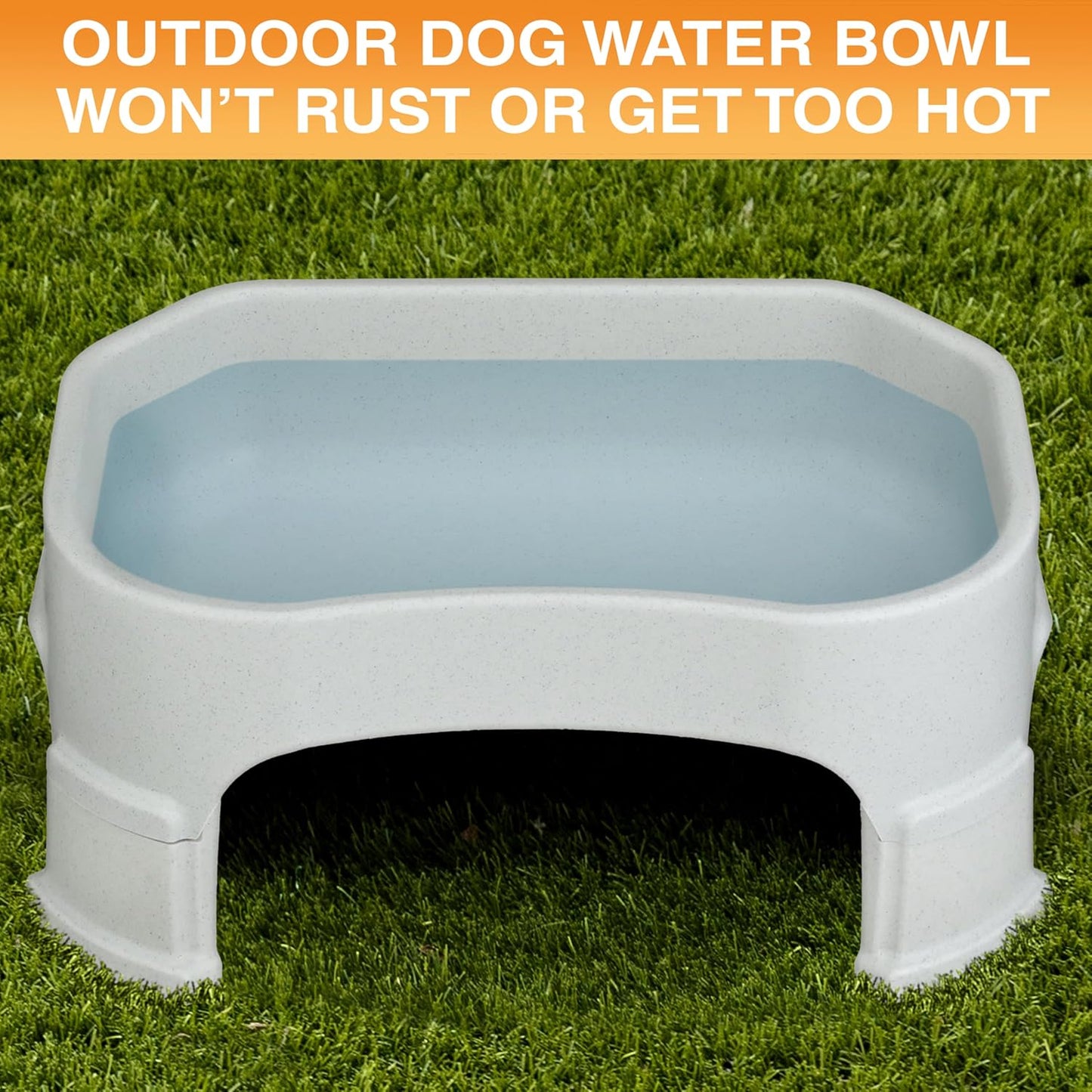 Extra Large Water Bowl for Dogs, Elevated Outdoor Dog Water Bowl (1.25 Gallon XL Capacity), Big Trough Style Food Dish for Indoors or Outside, No Spill Large Dog Bowls, Vanilla Bean