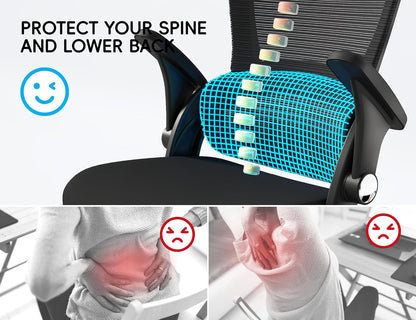 Office Chair - Ergonomic Office Chair with Back Support, Home Office Desk Chairs, 330Lbs Wide Seat Big and Tall Office Chairs, Comfy Desk Chair for Work, Study, Office, Gaming (Black)