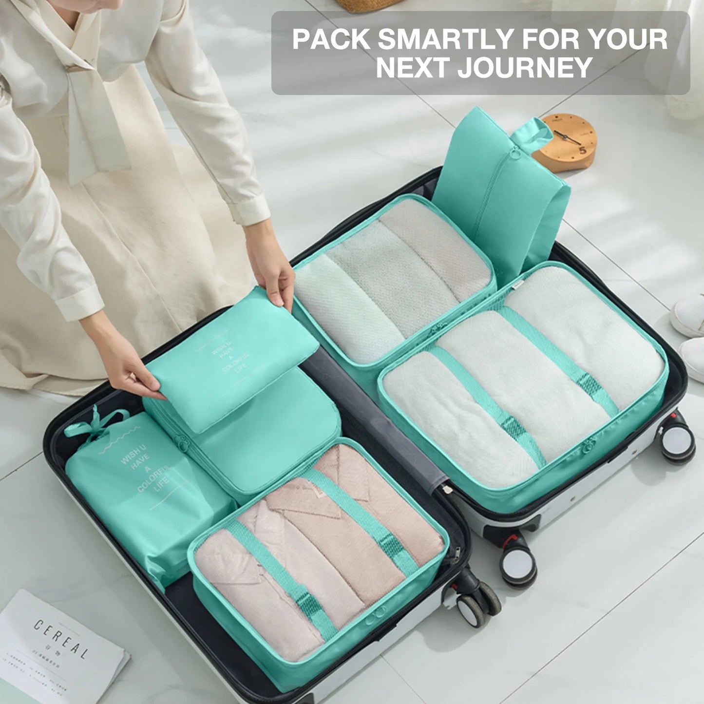 8Pcs Packing Cubes for Luggage , Packing Cubes Set for Travel Luggage Packing Organizers (Light Green)
