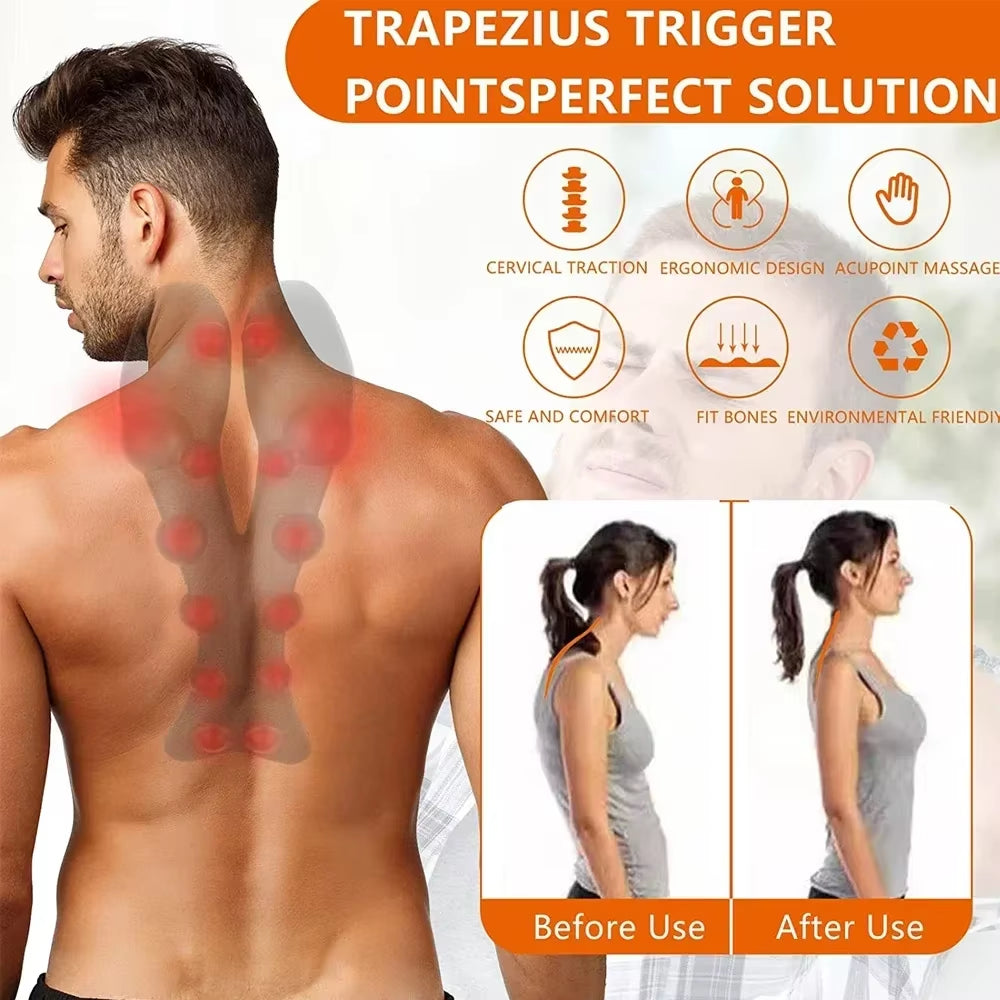 Neck and Shoulder Relaxer with Upper Back Massage Point, Cervical Traction Device Neck Stretcher for TMJ Pain Relief and Spine
