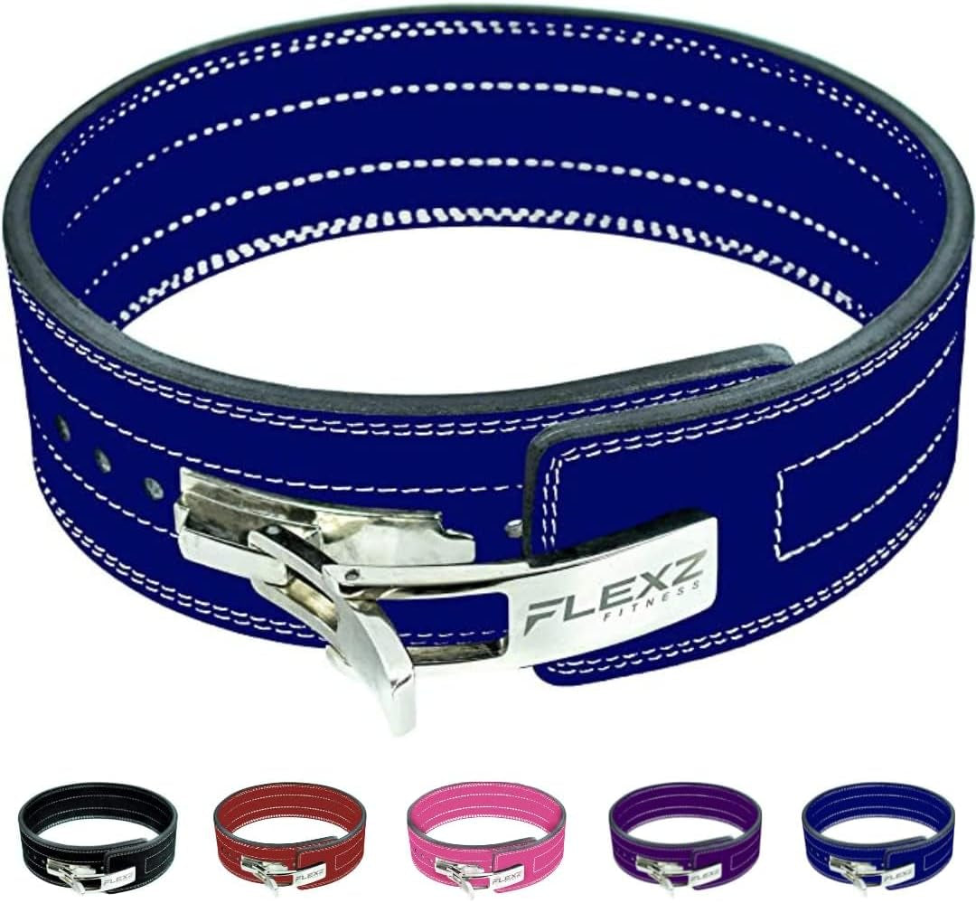 Flexz Fitness Lever Weight Lifting Belt Leather - 10MM 13MM Powerlifting Gym Belts for Men & Women - Lower Back Support for Weightlifting Deadlifts Squats Heavy Duty IPF Bodybuilding