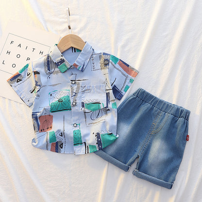 Summer Short Sleeve Shirt Suit for Boys' Clothing