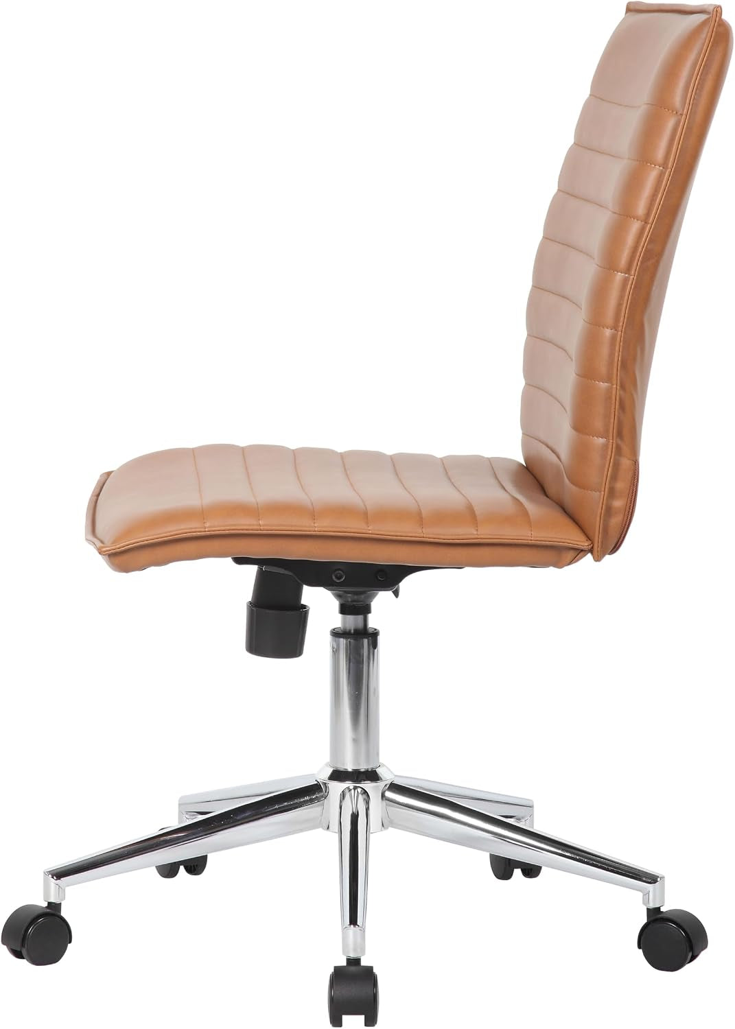 Modern Vinyl Armless Hospitality Office Chair, Caramel