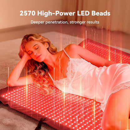 Extra Large Red Light Therapy Mat, High-Density Leds Full Body Red Light Therapy, 660Nm & 850Nm Dual Wavelengths, Foldable Red Light Therapy Blanket with Timer,74.6" X 33.3"