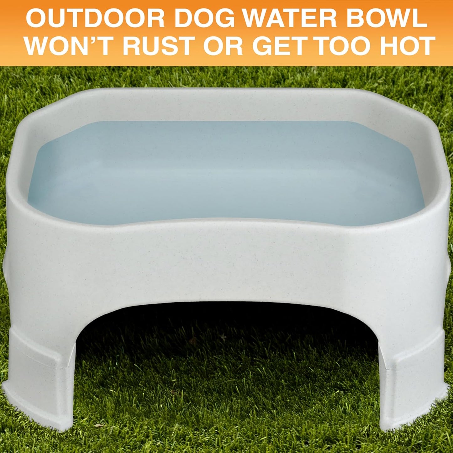 Extra Large Water Bowl for Dogs, Elevated Outdoor Dog Water Bowl (2.25 Gallon XL Capacity), Big Trough Style Food Dish for Indoors or Outside, No Spill Large Dog Bowls, Vanilla Bean