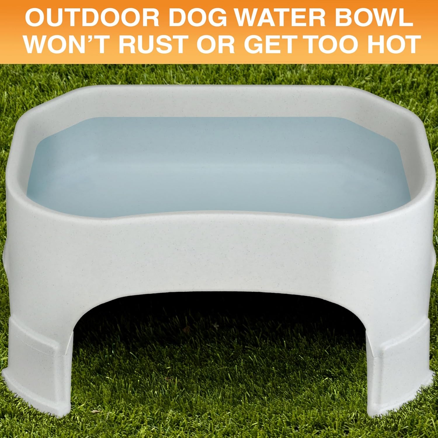 Extra Large Water Bowl for Dogs, Elevated Outdoor Dog Water Bowl (2.25 Gallon XL Capacity), Big Trough Style Food Dish for Indoors or Outside, No Spill Large Dog Bowls, Vanilla Bean