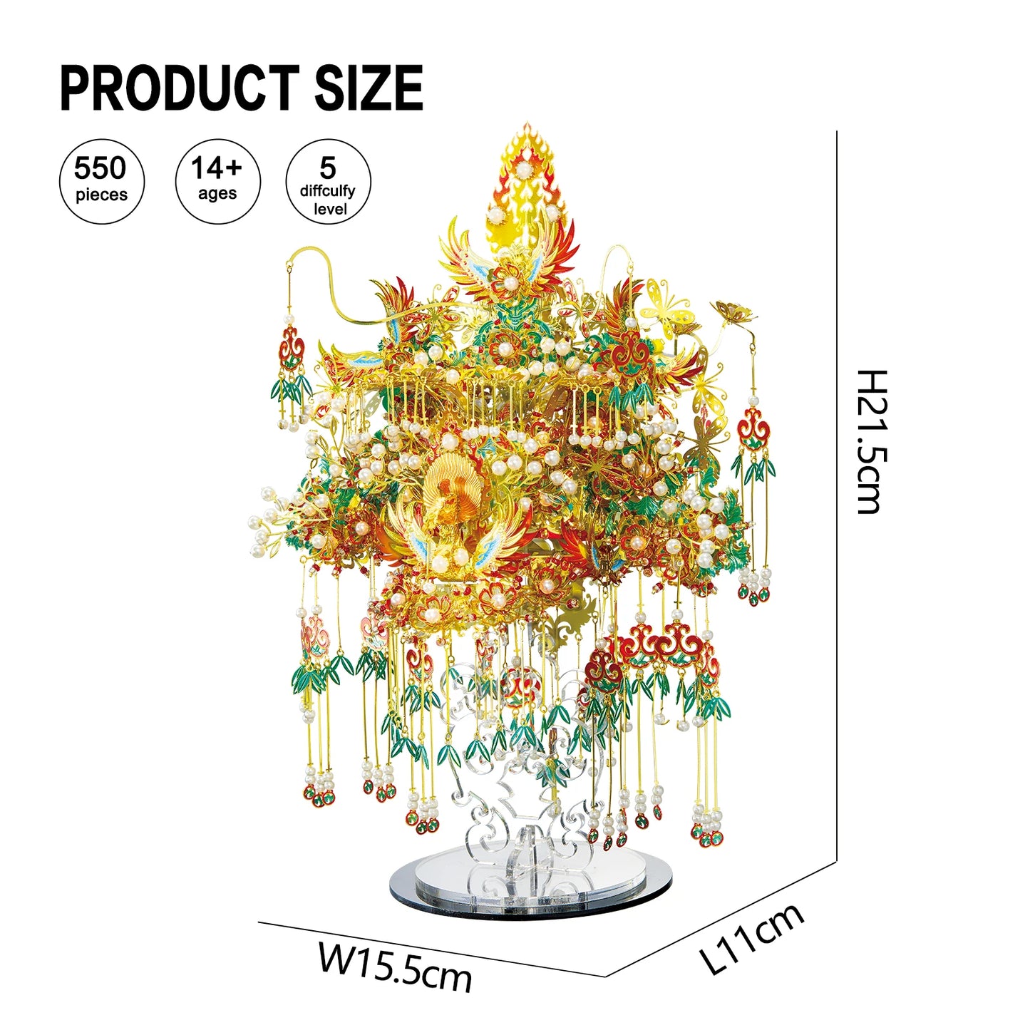 3D Metal Puzzle Garuda Crown Assembly Model Kits Chinese Style Jigsaw DIY Toys for Teen