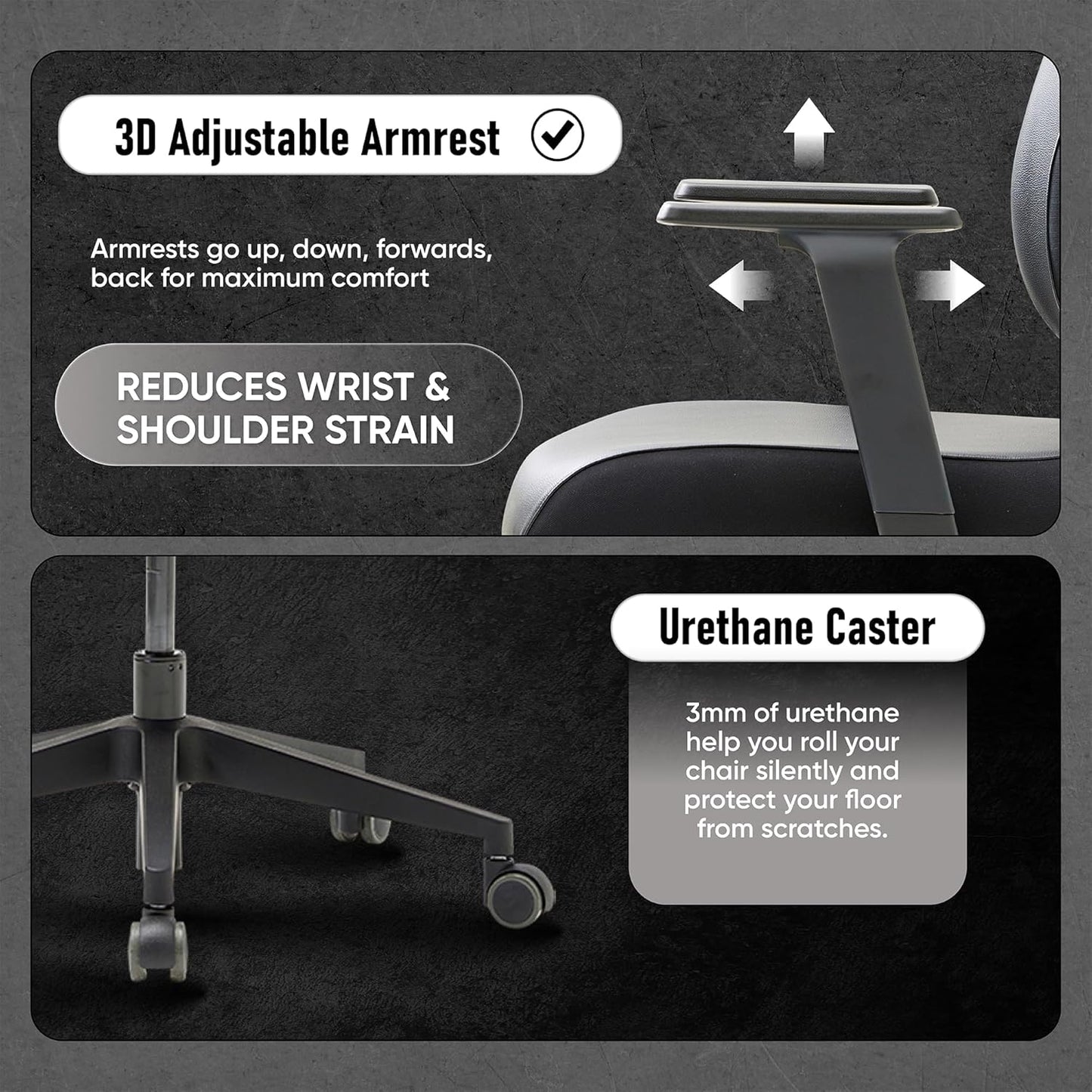 [Premium Dual-Backrests] Ergonomic Office Chair L Reduces Pressure by 50% - Leather Chair, Office Chair for Lumbar Support L Home Desk Chairs L Office Chair Back Support Made in Korea (Black Leather)